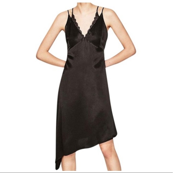 NWT Zara Satin Asymmetrical Dress - Picture 3 of 15